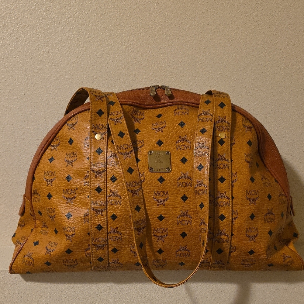 MCM Cognac Monogram Travel Bag#